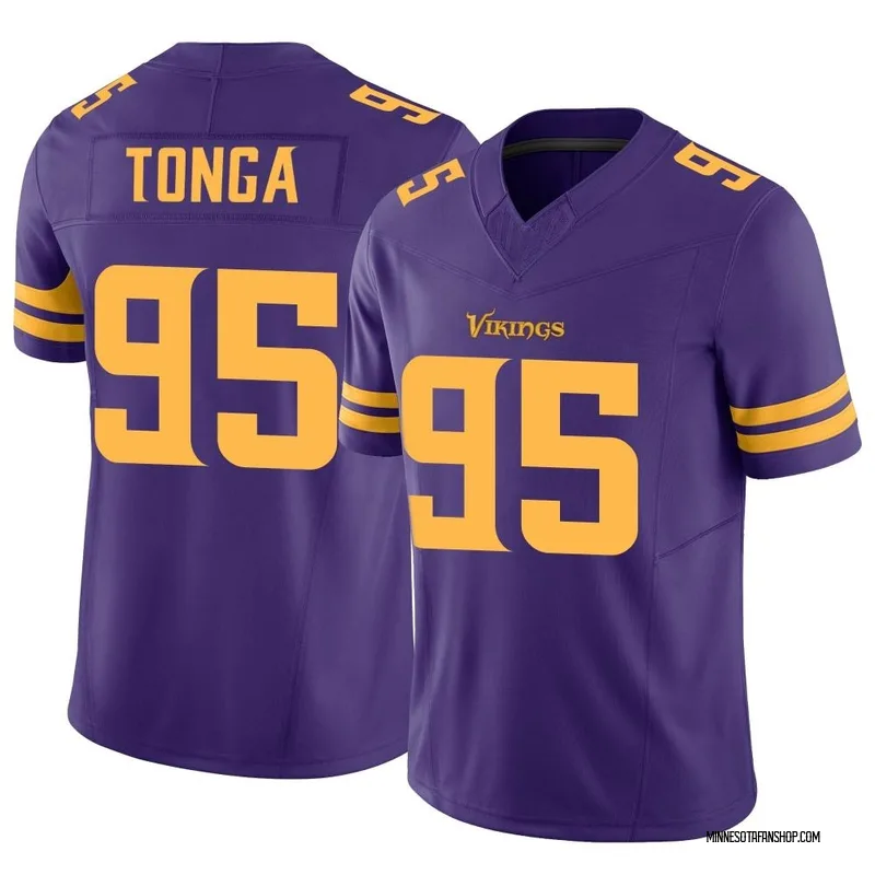 Khyiris Tonga Minnesota Vikings Men's Purple Backer Long Sleeve T-Shirt 